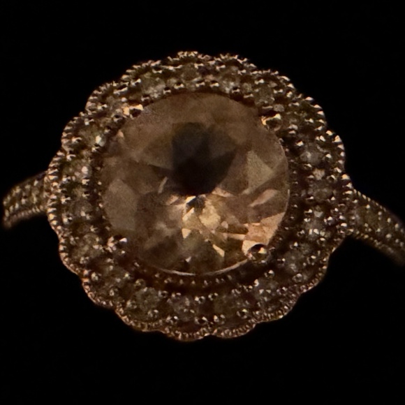 Macy's Round Cut Morganite Rose Gold Over Silver with Sparkling Diamonds - Picture 16 of 16